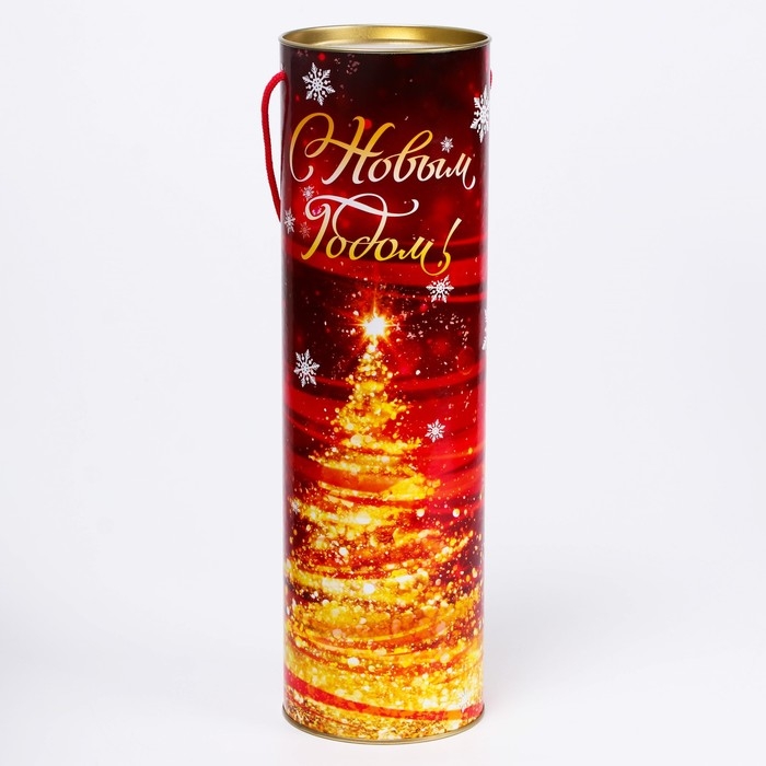 Новый год. Подарочная коробка, тубус «Красно-Золотая» 99х340мм . Новый год. Подарочная коробка, тубус «Красно-Золотая» 99х340мм .