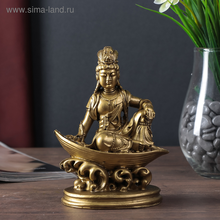 Нэцке полистоун бронза  Нэцке полистоун бронза "Лакшми в лодке" 16х11,5х8,5 см