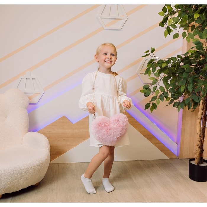 Сумка из плюша«Сердце», 20х20 см, цвет розовый