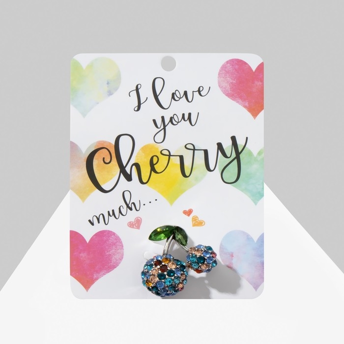 Брошь «Вишня», цветная в чернёном серебре Брошь «Вишня», цветная в чернёном серебре