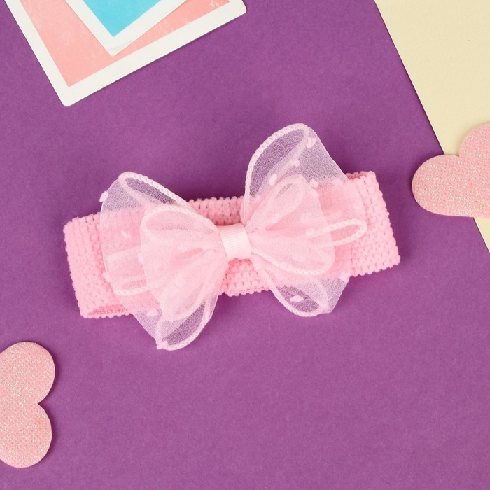 Повязка для волос Повязка для волос "Выбражулька" двойной бант, 16х3 см, розовый