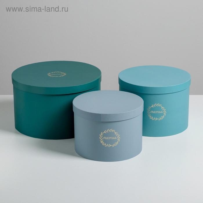Набор шляпных коробок для цветов 3 в 1, упаковка подарочная, «Бирюза», 18 х 13 см - 25 х 15 см