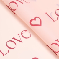 Пленка для цветов матовая, "Love", 0,57х10м, розовый