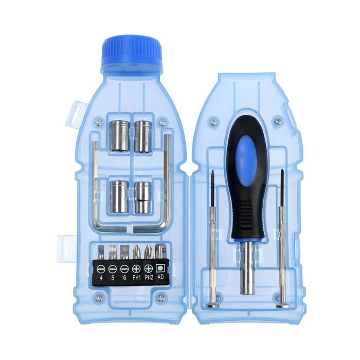 Набор инструментов ТУНДРА, подарочный пластиковый кейс  Набор инструментов ТУНДРА, подарочный пластиковый кейс "Бутылка", 15 предметов