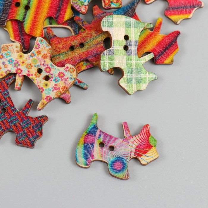 Пуговицы дерево для творчества 2 прокола Пуговицы дерево для творчества 2 прокола "Терьер" набор 20 шт 2,8х2 см