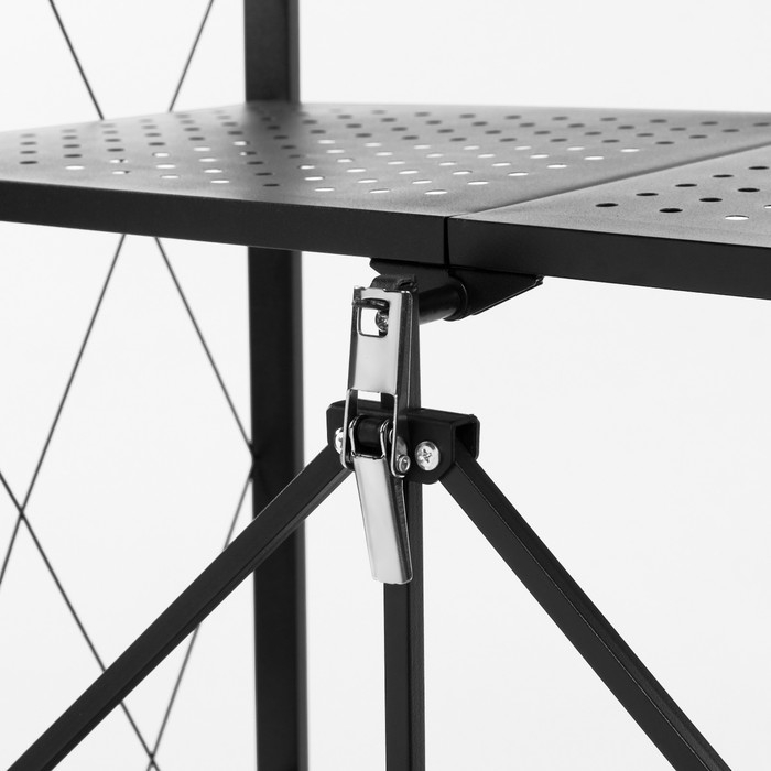 Стеллаж складной на колесах, 5 полок, 72×36×162,5см, цвет чёрный матовый