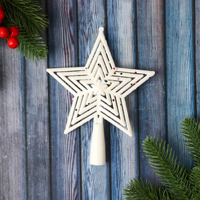 Наконечник Наконечник "Звезда" крупные блёстки, 13х18 см, белый