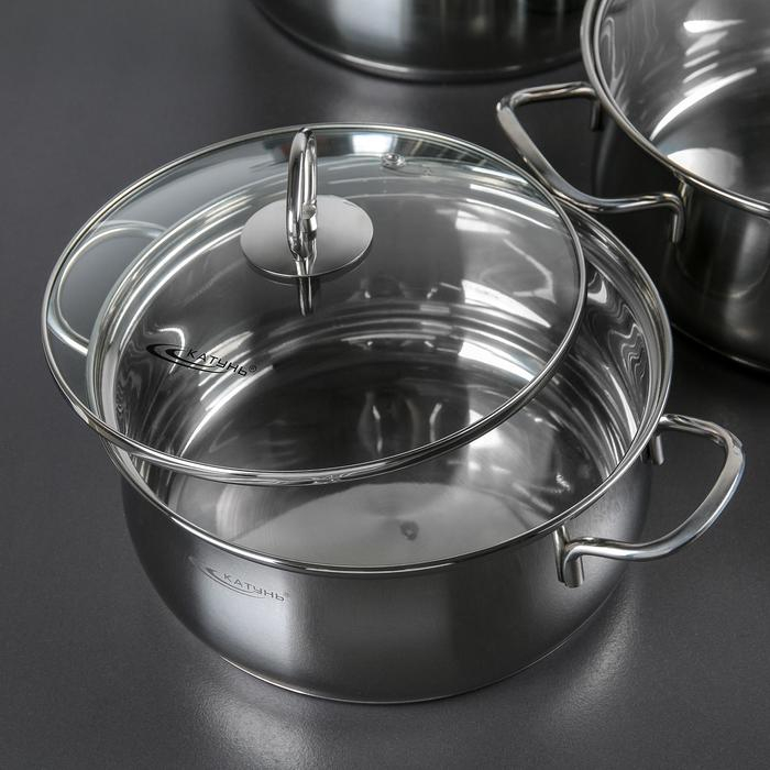 Набор кастрюль «Лира», 3 предмета: 3,2 л, 4,2 л, 5,2 л, стеклянные крышки, капсульное дно, индукция Набор кастрюль «Лира», 3 предмета: 3,2 л, 4,2 л, 5,2 л, стеклянные крышки, капсульное дно, индукция