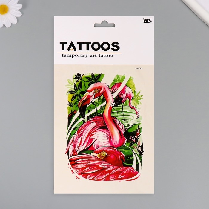 Татуировка на тело цветная Татуировка на тело цветная "Фламинго" 26,1х14,6 см