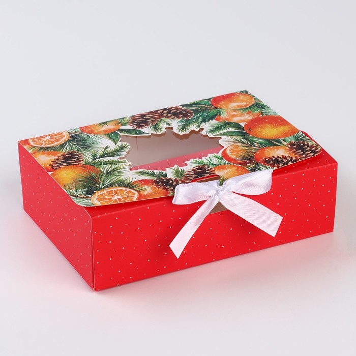 Коробка новогодняя складная «Апельсины» 16.5 х 12.5 х 5 см, Новый год Коробка новогодняя складная «Апельсины» 16.5 х 12.5 х 5 см, Новый год