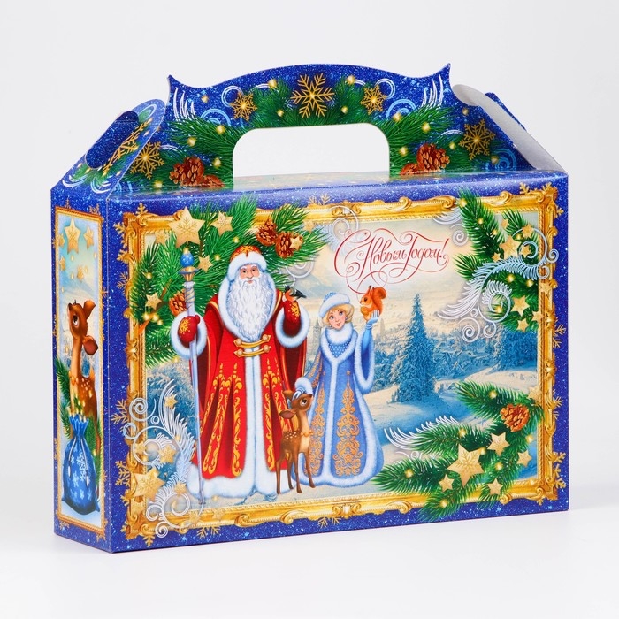 Новый год. Коробка подарочная новогодняя Ларец Традиции 26 х 23 х 7 см.