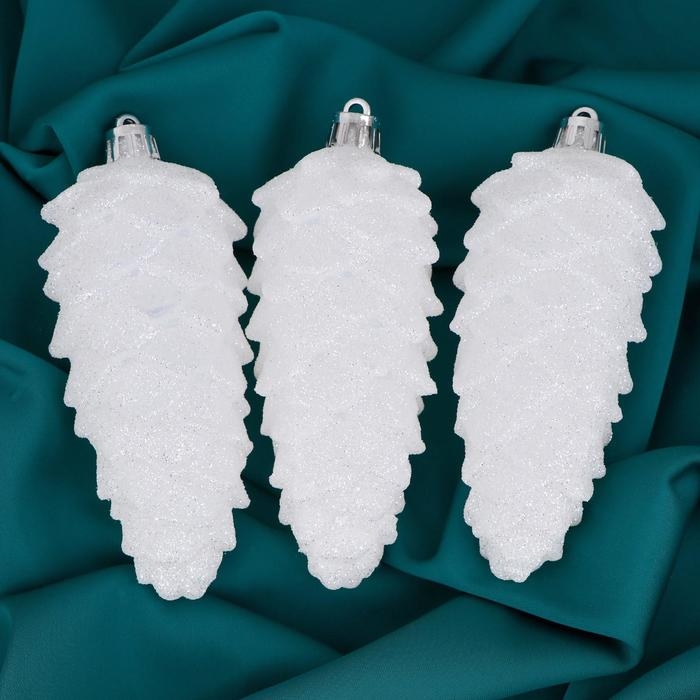 Украшение ёлочное Украшение ёлочное "Шишка" (набор 3 шт) 12х4,5 см, белый