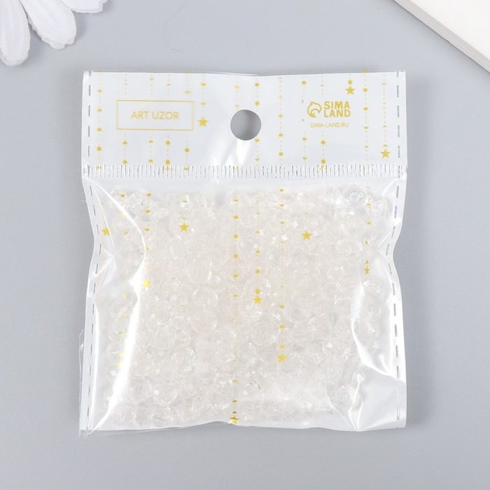 Бусины для творчества пластик "Кристалл с гранями прозрачный" набор 20 гр 0,4х0,6х0,6 см