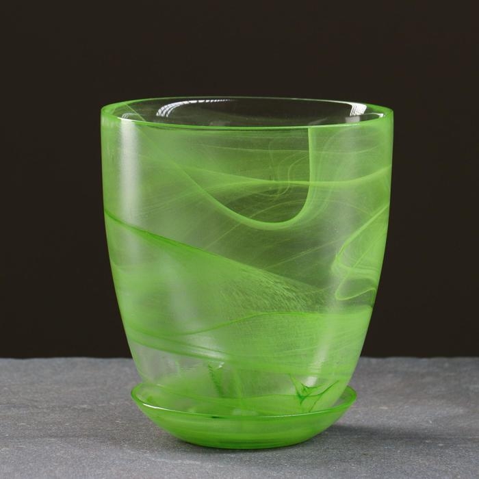 Горшок цветочный с поддоном  Горшок цветочный с поддоном "Гармония", зелёный 2 л