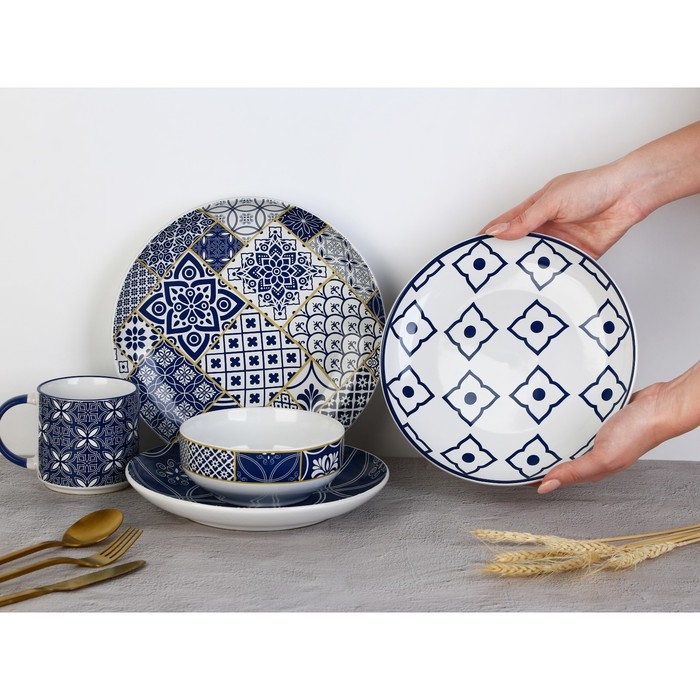 Тарелка керамическая «Марокко», 25.5 см, цвет белый Тарелка керамическая «Марокко», 25.5 см, цвет белый