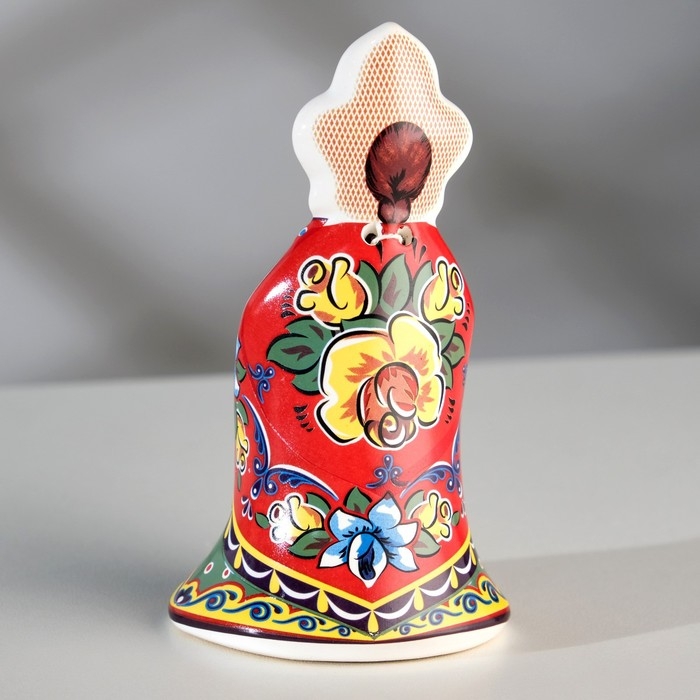 Сувенир колокольчик  Сувенир колокольчик "Кукла с караваем", гжель", 11см,  керамика