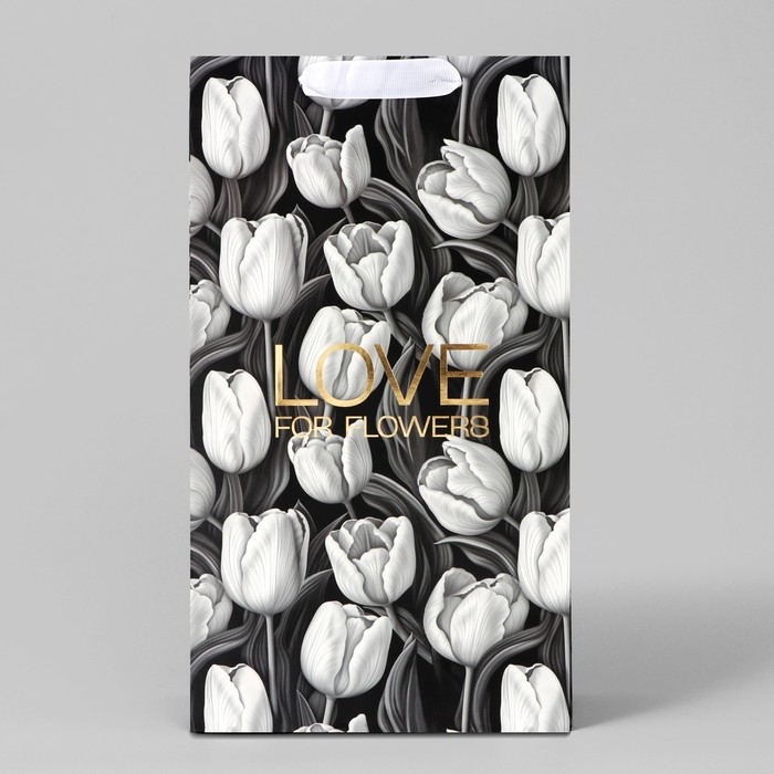 Пакет подарочный под две бутылки, упаковка, Tulip, тиснение, 35 х 20 х 9 см Пакет подарочный под две бутылки, упаковка, Tulip, тиснение, 35 х 20 х 9 см