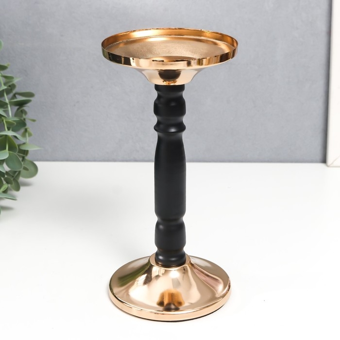 Подсвечник металл на 1 свечу Подсвечник металл на 1 свечу "Чёрная колонна" золото 18,5х9х9 см