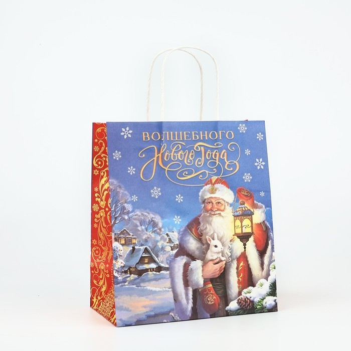 Пакет подарочный новогодний крафтовый «Яркого нового года», 22 х 12 х 25 см , Новый год Пакет подарочный новогодний крафтовый «Яркого нового года», 22 х 12 х 25 см , Новый год
