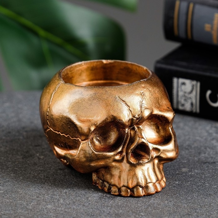 Подсвечник  Подсвечник "Череп" бронза, 9х7х5см