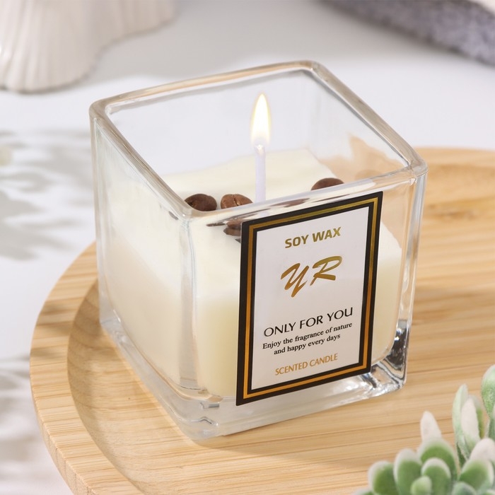 Свеча ароматическая в стакане  Свеча ароматическая в стакане "Soy Wax", шампань