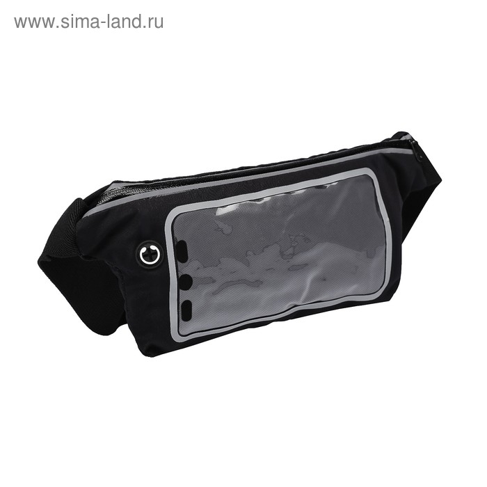 Спортивная сумка чехол на пояс Luazon, управление телефоном, отсек на молнии, чёрная Спортивная сумка чехол на пояс Luazon, управление телефоном, отсек на молнии, чёрная