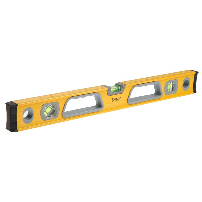 Уровень алюминиевый магнитный ТУНДРА, фрезерованный, эргономичные ручки, 3 глазка, 600 мм Уровень алюминиевый магнитный ТУНДРА, фрезерованный, эргономичные ручки, 3 глазка, 600 мм