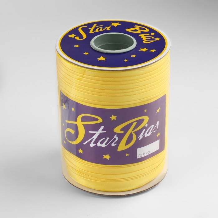 Косая бейка, атласная, 15 мм × 132 ± 1 м, цвет жёлтый №9026 Косая бейка, атласная, 15 мм × 132 ± 1 м, цвет жёлтый №9026