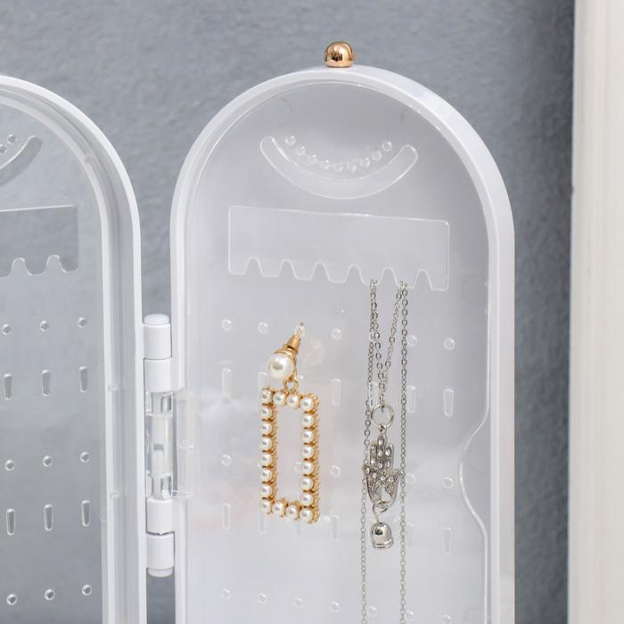 Шкатулка-кейс для украшений пластик Шкатулка-кейс для украшений пластик "Овал" белый 23,5х6,5х11,5 см