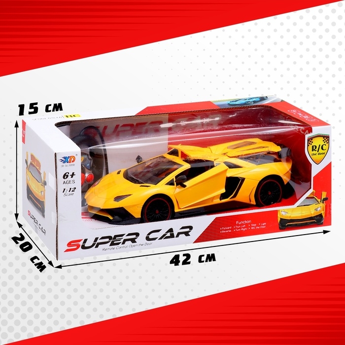 Машина радиоуправляемая «Ламбо», 1:12, открываются двери, работает от аккумулятора, цвет жёлтый Машина радиоуправляемая «Ламбо», 1:12, открываются двери, работает от аккумулятора, цвет жёлтый