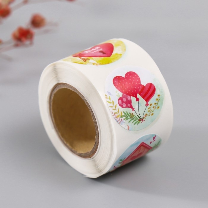 Наклейка бумага Наклейка бумага "Любовь" d=2,5 см 252 шт в рулоне