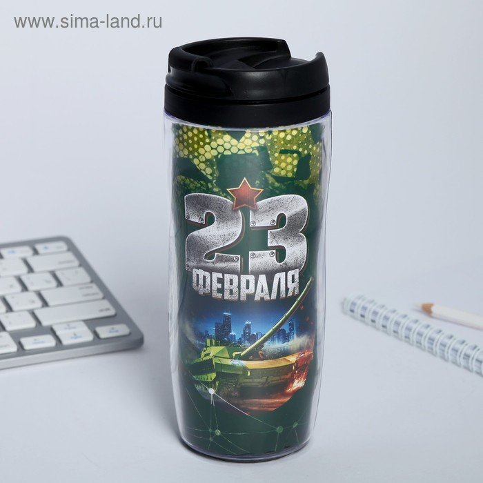 Подарочный набор «23 февраля танк»: ежедневник и термостакан