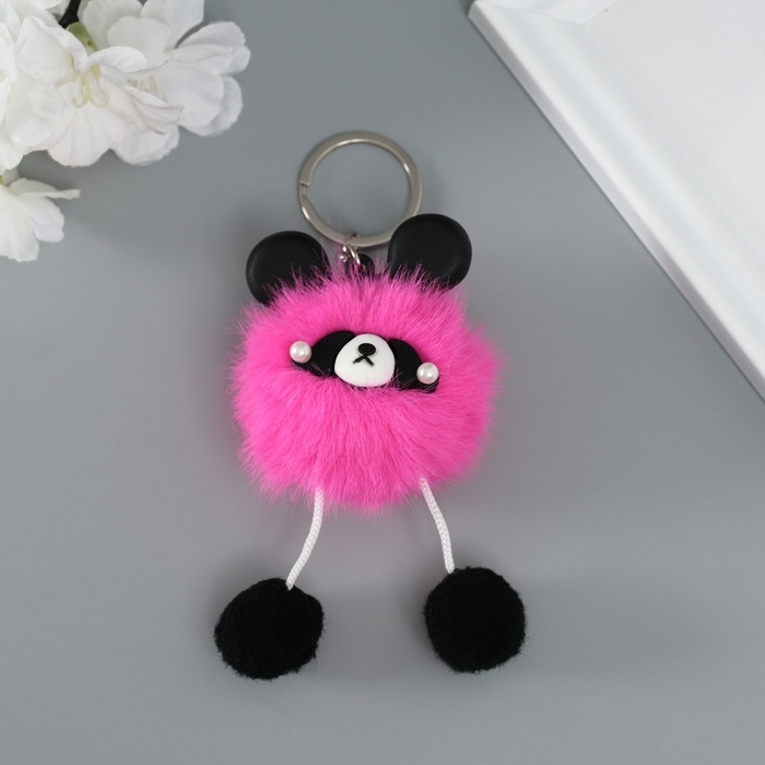 Пушистик на кольце Пушистик на кольце "Панда модник" розовый 9х6х6 см