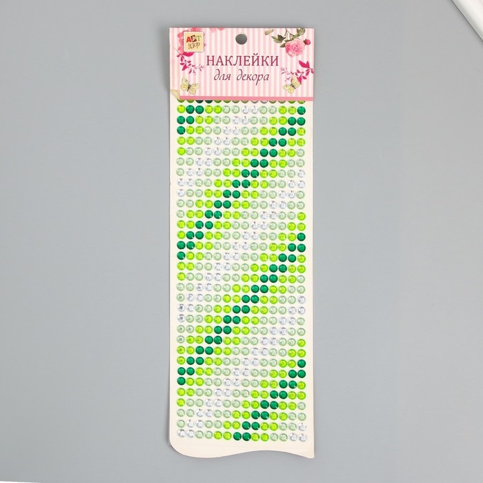 Наклейка пластик стразы "Градиент зелёного" 30х10,5 см