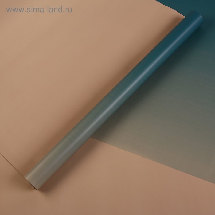 Корейская плёнка для цветов матовая двусторонняя Корейская плёнка для цветов матовая двусторонняя "Градиент" бежевый-малахит 0,5 х 10 м