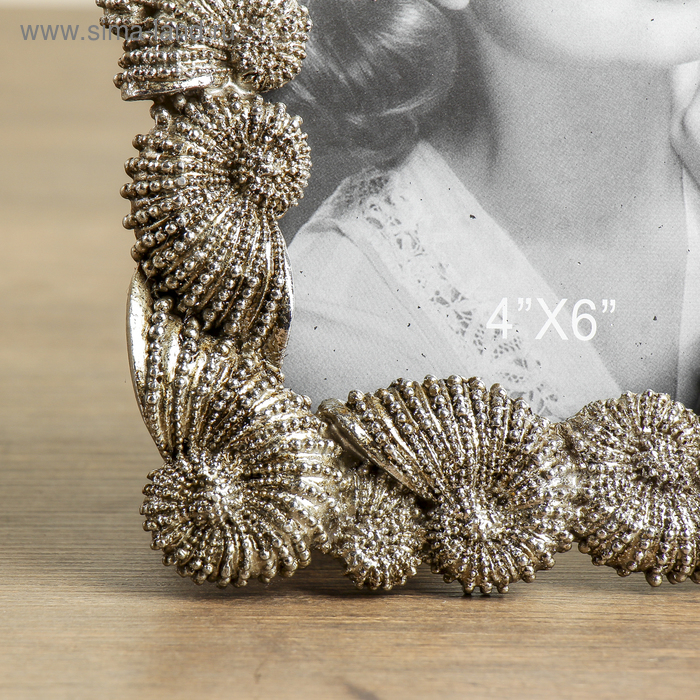 Фоторамка полистоун 10х15 см Фоторамка полистоун 10х15 см "Ракушки" серебро 20,7х15,5 см