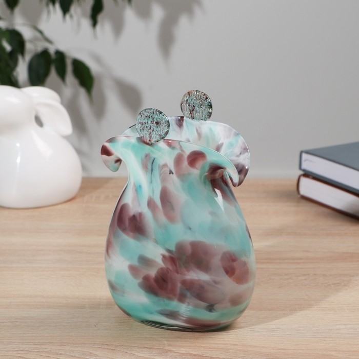 Ваза  Ваза "Кошелёк" зелёно-марганцевый, (в стеклокрошку) 16см