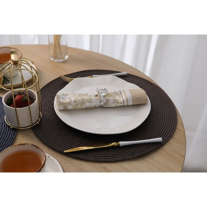 Салфетка сервировочная на стол Доляна «Лофт», d=38 см, цвет коричневый Салфетка сервировочная на стол Доляна «Лофт», d=38 см, цвет коричневый