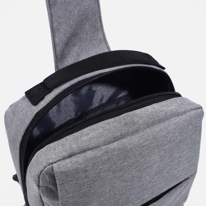 Сумка-слинг мужская из текстиля, с USB, цвет серый Сумка-слинг мужская из текстиля, с USB, цвет серый