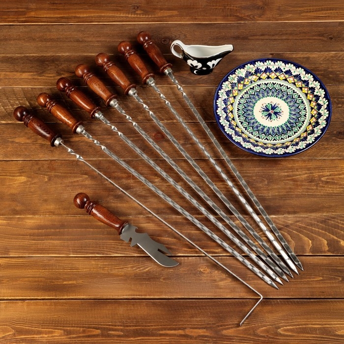 Набор с шампурами подарочный  Набор с шампурами подарочный "Шафран", 10 предметов, шампуры 50см