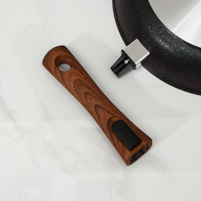 Сковорода Granit ultra blue, d=28 cм, съёмная ручка, антипригарное покрытие, цвет чёрный Сковорода Granit ultra blue, d=28 cм, съёмная ручка, антипригарное покрытие, цвет чёрный