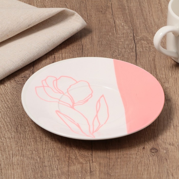 Чайная пара керамическая «И пусть весь мир подождет», 200 мл, цвет белый Чайная пара керамическая «И пусть весь мир подождет», 200 мл, цвет белый