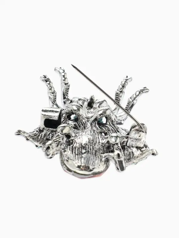 Брошь &laquo;Муха", резные крылья, цвет зелёно-розовый в черёном серебре