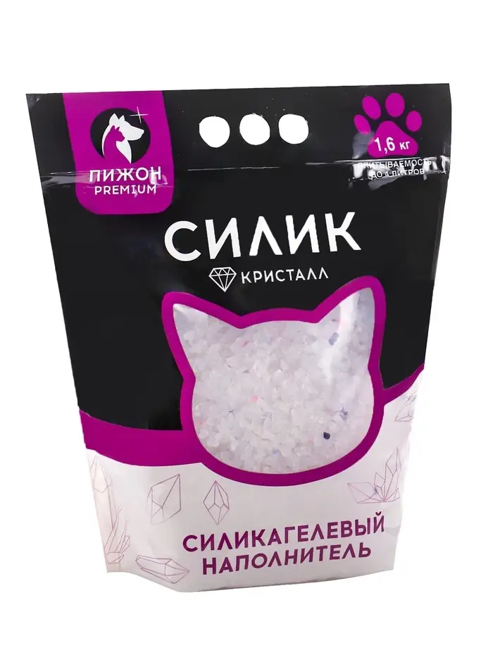 Наполнитель силикагелевый &laquo;Пижон Premium Crystal&raquo;, колотый, 8 л