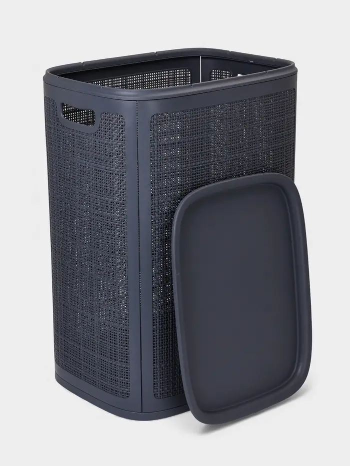 Плетёная корзина для белья с крышкой "Лён" 75л 43&times;32&times;60см, цвет графит