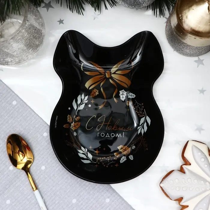 Тарелка в форме банта Тарелка в форме банта "С Новым годом", 13,5х18 см