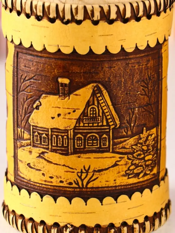 Туес шитый Туес шитый "Домики", D8смхH(с хватком)14см, береста