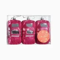 Ёлочные игрушки 3 шт., &laquo;Зимнее волшебство, Машинки&raquo; пластик, 9&times;3.5 см, розовый