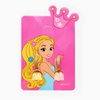 Серьги конго детские в стразах &laquo;Выбражулька&raquo;, d=1 см, белые в золоте