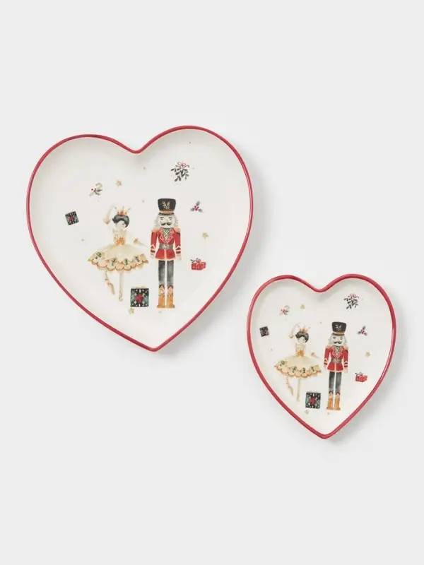 Тарелки сервировочные новогодние Доляна «Щелкунчик», набор 2 шт., доломит, белые Тарелки сервировочные новогодние Доляна «Щелкунчик», набор 2 шт., доломит, белые